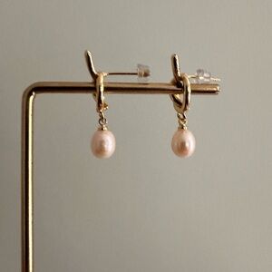 Elegant 14k Gold Plated freshwater Pearl Drop Earrings